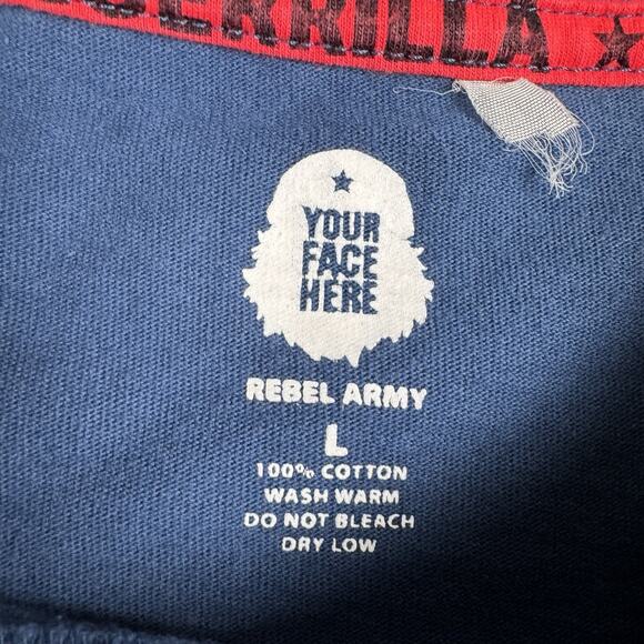 Rebel Army Statue Of Liberty T-Shirt Men’s Large Blue Streetwear Rap Hip Hop Y2K - Picture 2 of 6